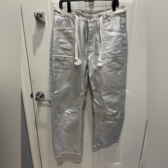 Free People Moxie Metallic Low-Slung Barrel Jeans 30 - Picture 3 of 5